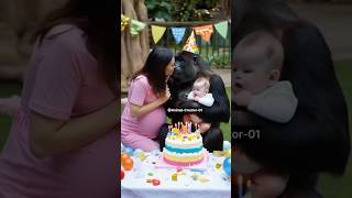 Gorilla birthday 🎉🎂 funny bgm bgmland sorts ytshorts trending video [upl. by Ramona]