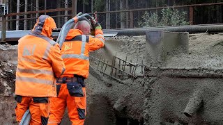 NACH DER FLUT Bauarbeiten an den Eisenbahnbrücken in St Thomas Eifelstrecke  2022 Kw 39 [upl. by Einnep]