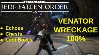 Jedi Fallen Order  Venator Wreckage 100 exploration w chests and echos [upl. by Aela]