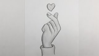 How To Draw a Tumblr Korean Heart  Hand Holding Love Icon Draw [upl. by Namruht]