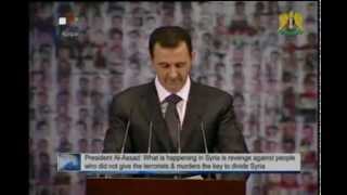 Syria News 612013 President Bashar alAssads Full Speech Highlights Dar alAssad Center [upl. by Menides440]