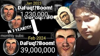 How DaFuqBoom Gained 36 Million Subscibers in 1 Year  Sub Count History 20232024 [upl. by Haerle]