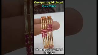 Rs539 Ad stone microplated bangles set One gram gold plated onegramgoldjewellery bangles gold [upl. by Nowtna]