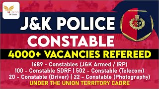 GOOD NEWS 4022 JK Police Constable posts referred [upl. by Senecal636]