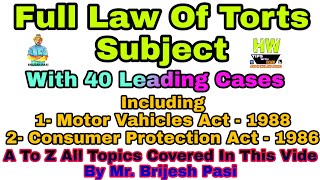 A To Z Law Of Torts Lecture With 40 Cases MVAct1988 CPAct1986 [upl. by Nosnorb199]