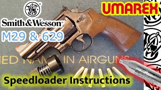 Umarex Smith and Wesson M29 amp 629 CO2 Air Pistol Speedloader Instructions [upl. by Cargian]