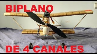 Como hacer avion biplano de aeromodelismo con madera y poliestireno de 4 canales RC [upl. by Ahgiela56]