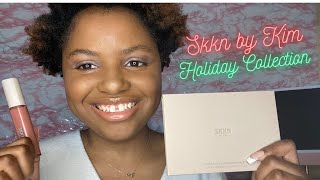 NEW  SKKN by Kim Kardashian Holiday Eyeshadow Palette amp Shimmer Lip Gloss  On Brown Skin [upl. by Nywg]