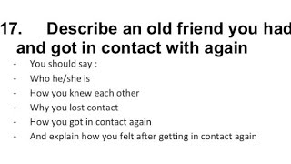 Describe an old friend you had lost contact 8777 ielts english ￼ [upl. by Nyliak]