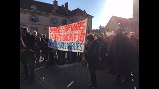 Louhans  ils manifestent contre la fermeture des agences bancaires dans leur village [upl. by Pembrook]