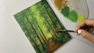 Forest pathway painting easy acrylic painting for beginners57 acrylicpainting [upl. by Peppard]