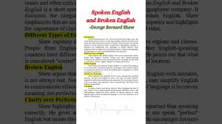 George Bernard Shaw Spoken English and Broken EnglishInstant Essay for Exam successSimple summary [upl. by Adnilym]