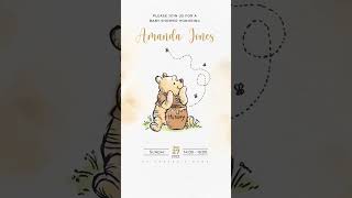 Classic Winnie The Pooh Baby Shower Video Invitation winniepooh videoinvitation babyshower [upl. by Atyekram]