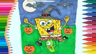 Lernen Farben mit Zauberer Sponge Bob Square Hosen ausmalbilder für Halloween [upl. by Eibbor]