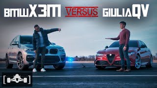 2020 BMW X3 M vs Alfa Romeo Giulia Quadrifoglio in a High Speed Roll Race [upl. by Jean]