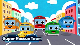 Five Little Buses Jumping On The Road  Bus Song Pinkfong Super Rescue Team  Kids Songs amp Cartoons [upl. by Niuqaoj]