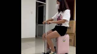 AirwheelFree Intelligent LifeAirwheel smart suitcase ride on luggage scooter SE3S feedback [upl. by Ynnaf]