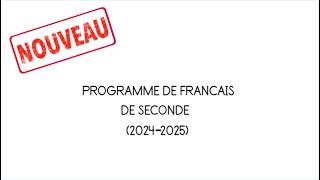 👉 Programme de français seconde 20242025 [upl. by Drawde473]