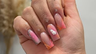 3D French Acrylic Nails  Airbrush Acrylic Nails  Watch Me Work [upl. by Laing]