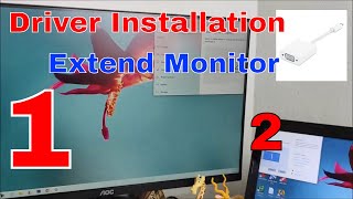 Install No Driver USB To VGA Display Adapter Setup Extend Dual Triple Monitor 1920 x 1080 resolution [upl. by Lahcear]