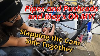 Swap Meet Chopper Top End Rebuild  Magneto Pushrods and Pipes Go Back On [upl. by Packston]