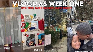 VLOGMAS 23’ WEEK ONE Date night in NYC Burr Basket Exchange Xmas photos amp fun with my boo [upl. by Sessylu799]