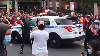 New York police drive into group of demonstrators  George Floyd protests [upl. by Enoj250]