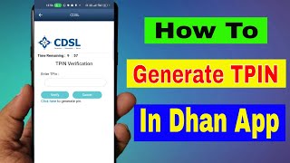 How to Generate TPIN in Dhan App  CDSL TPIN Generation in Hindi [upl. by Llatsyrc429]