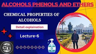 Chemical properties of alcohols aciditythionyl chloride reactionphosphorus halide reaction Lec6 [upl. by Pendergast]