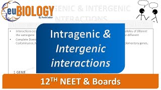 INTRAGENIC amp INTERGENIC INTERACTIONS PRINCIPLE OF INHERITANCE amp VARIATION GENETICS [upl. by Reisfield]