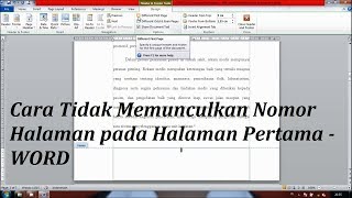 Supaya Tidak Memunculkan Nomor Halaman pada Halaman Pertama  Cara Mudah  Tips dan Trik Word [upl. by Treulich461]