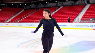 Karen Chen rehearses her exhibition number to quotI Wanna Dance with Somebodyquot  FISU University Games [upl. by Orland]