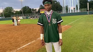 Benedictine baseballs Roddrey McWilliams after 60 VISAA state title win over Miller School [upl. by Idou699]