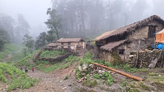 Rural Life in The Nepali Mountains in Nepal  How people Live in Nepal with Rainy Time [upl. by Ennayt]