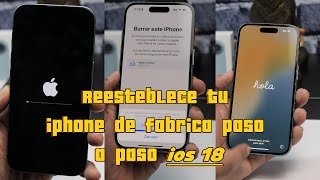 Como Restablecer tu iPhone de fabrica y cerrar sesión de tu cuenta iCloud IOS18 [upl. by Teena602]