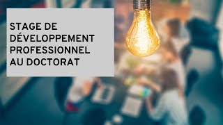 Séance dinformation sur le stage de développement professionnel au doctorat  17 septembre 2024 [upl. by Ydnagrub520]