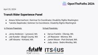 Open the Paths Transit Rider Experience Panel [upl. by Aynek]