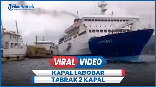 Detikdetik Kecelakaan Kapal Labobar Tabrak Kapal Perintis dan Tugboat di Pelabuhan [upl. by Jamison]