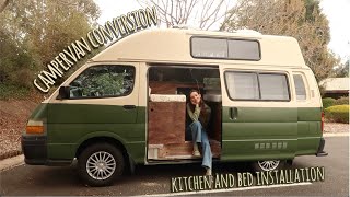 FINISHING MY CAMPERVAN CONVERSION  furniture and kitchen installation [upl. by Couture]