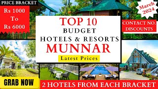 TOP 10 Hotels And Resorts In MUNNAR  Rs 1000 To 6000  Best Budget Stays  Latest Price [upl. by Anaihr]