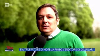 Fabrizio Russo da truffatore di hotel a finto venditore di telefoni  La Vita in Diretta 11102024 [upl. by Annaihs535]