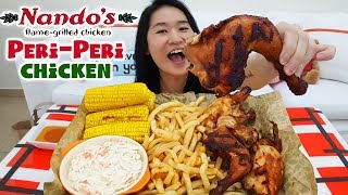 NANDOS CHICKEN FEAST PeriPeri Chicken Fries Coleslaw amp Corn on the Cob  Eating Show Mukbang [upl. by Asilej]