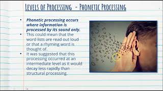 Levels of Processing  Cognitive Psychology  Stage 1 Psychology [upl. by Musetta]