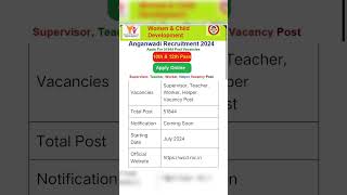 Anganwadi Recruitment 2024 Apply Online For 51844 Post Vacancies wcdnicinjobseekers jobsearch [upl. by Girardi]