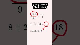 M053 Quickly check if a number is divisible by 9 math education [upl. by Enilasor]