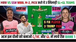 MRw vs SSw Dream 11 Prediction Melbourne Renegades vs Sydney Sixers WBBL Dream 11 Team wbbl2024 [upl. by Adnahsed]