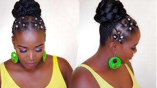 NATURAL HAIR PROTECTIVE HAIR STYLE WITH BUN  4C HAIR [upl. by Yehtomit]