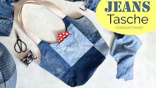 👖upcycling Tasche mit Jeans nähen kostenlos Schnittmuster  Anleitung 🪡 [upl. by Christis]