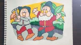 Drawing sneezy and doc  snow white and the 7 dwarf  disney [upl. by Elma]