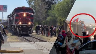 Así SUBEN los MIGRANTES a la BESTIA en IRAPUATO Impresionante CARAVANA MIGRANTE en México [upl. by Etnoid]